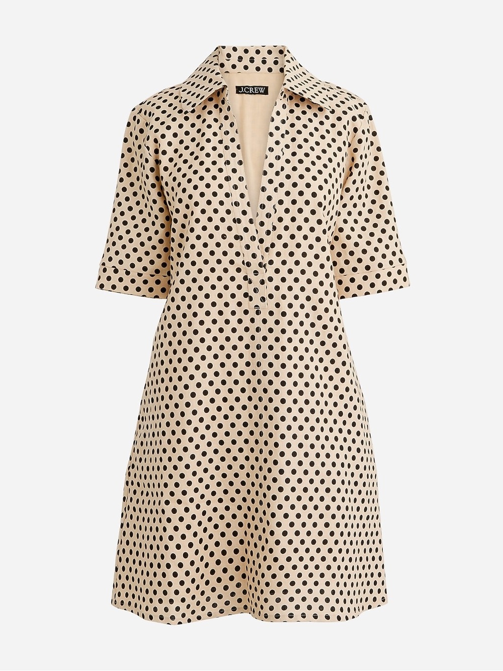 J.Crew Linen Popover Dress in Linen Dots